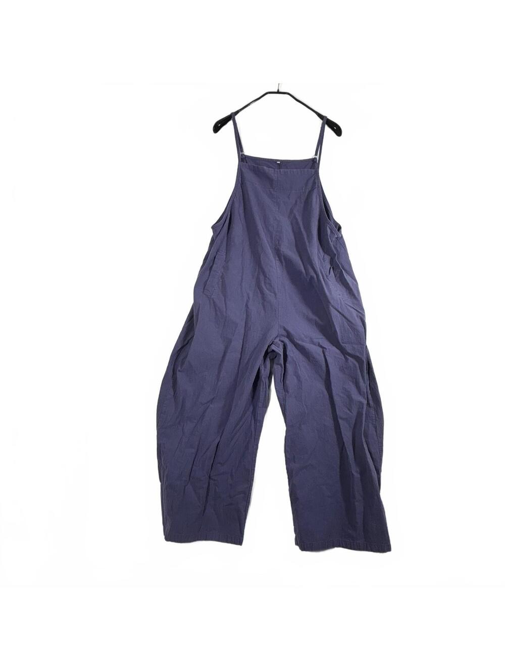 Women's Casual Cotton Wide Leg Baggy Cropped Jumpsuit Rompers with Pockets 2XL